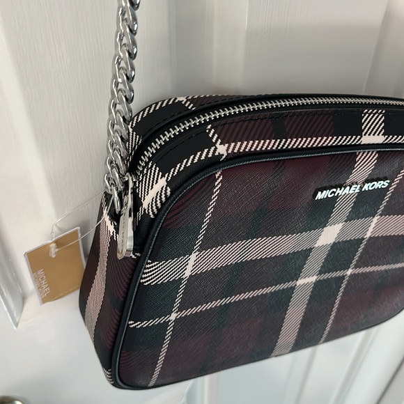 NWT Purple and Black Plaid Michael Kors Crossbody Bag - Picture 3 of 5